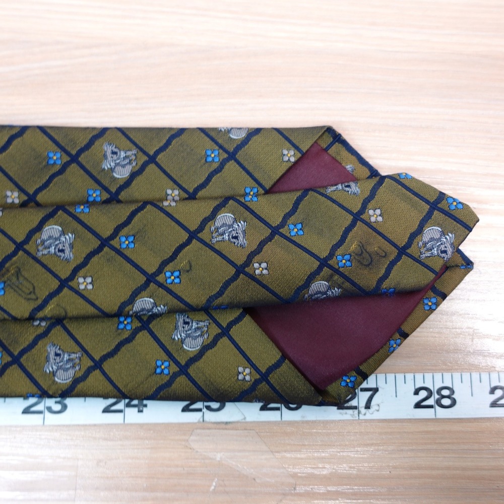 Koala Green Neck Tie Mens Olive Grid Lattice Florette Bear JOHN LOIS Australia - Picture 6 of 12